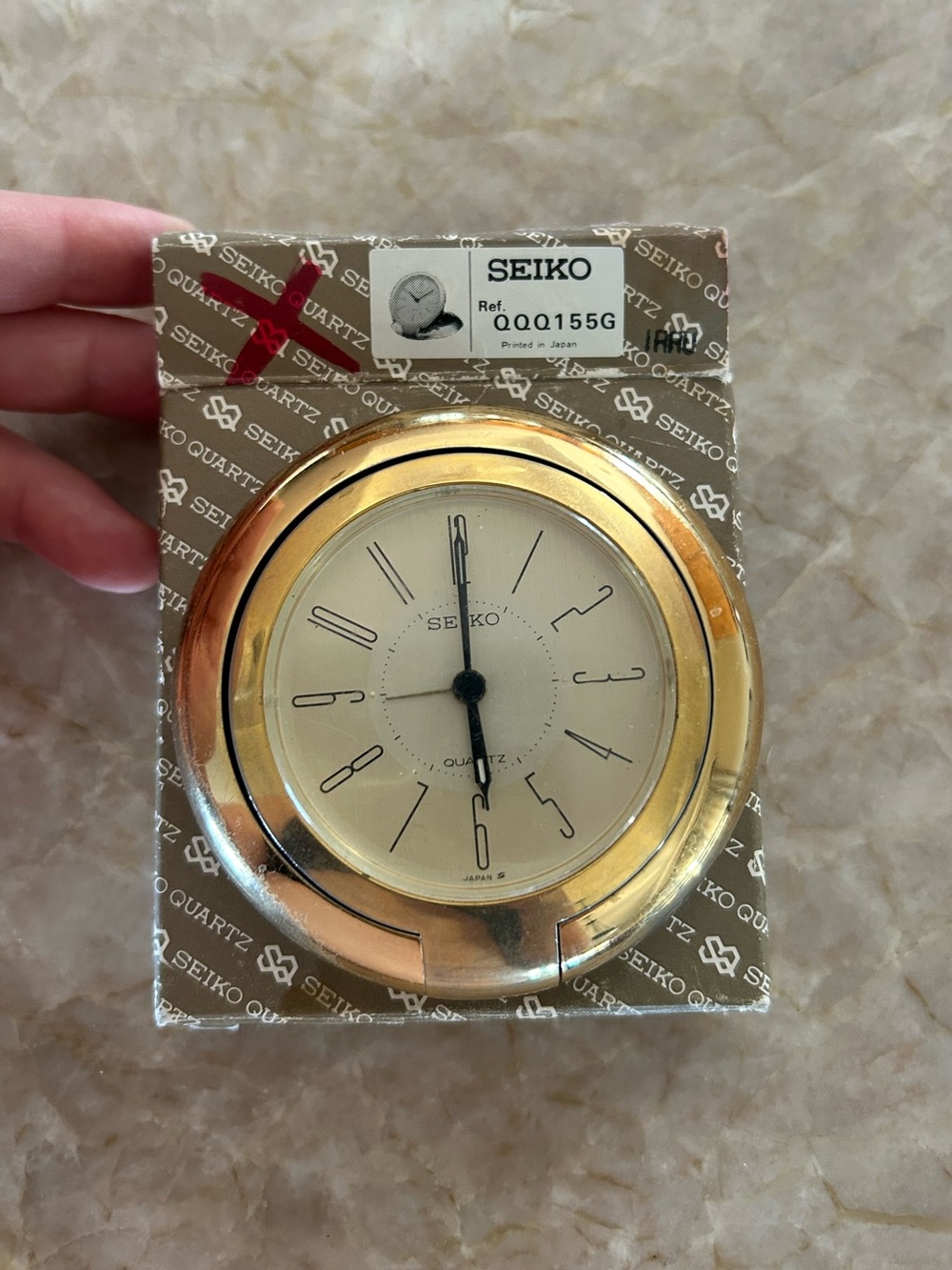 Seiko Gold-Tone Round Desk Clock with Cream Dial